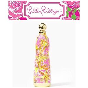 Lilly Pulitzer Gold and Pink Stainless Steel Water Bottle NEW IN BOX